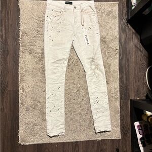 Purple Distressed Jeans Men - White